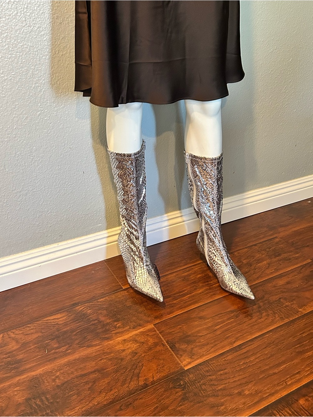 Vintage Diego Di Lucca Leather Sole Faux Metallic Boots 6.5